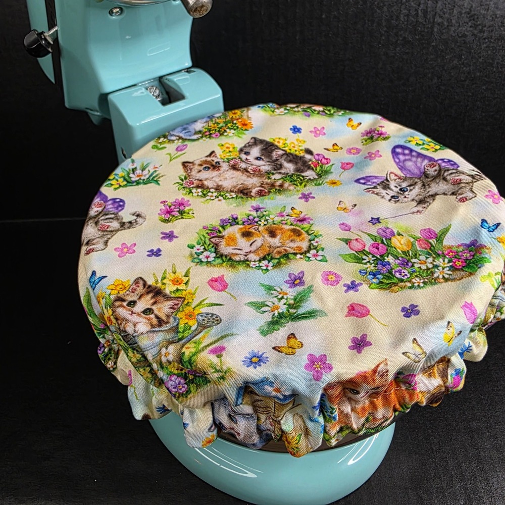 Spring Kitty Cats Pink Basket Weave‎ KitchenAid Mixer Mixing Bowl Cover Baking